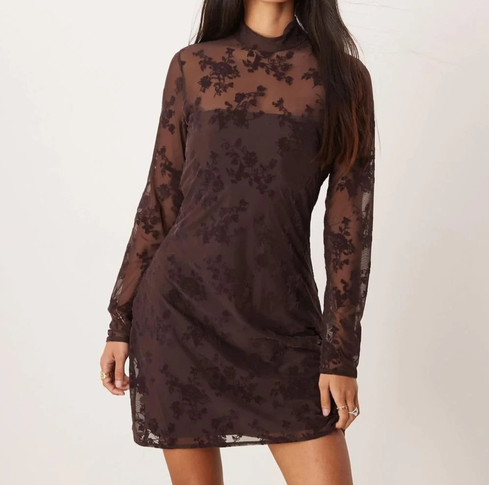 Abercrombie & Fitch Brown High Neck Open Back Mini Dress With Bra Insert XL NWT